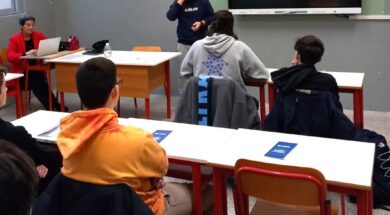 Andrea Beri in classe al Badoni
