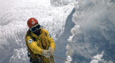 1974 – Mario Conti sulla parete ovest del Cerro Torre