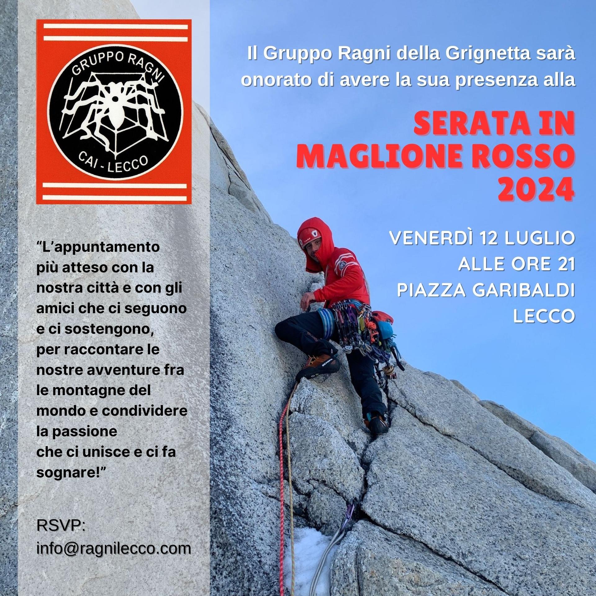LECCO, L’ALPINISMO SCENDE IN PIAZZA: ECCO LA SERATA IN MAGLIONE ROSSO E LA TORRE D’ARRAMPICATA DEL CAI