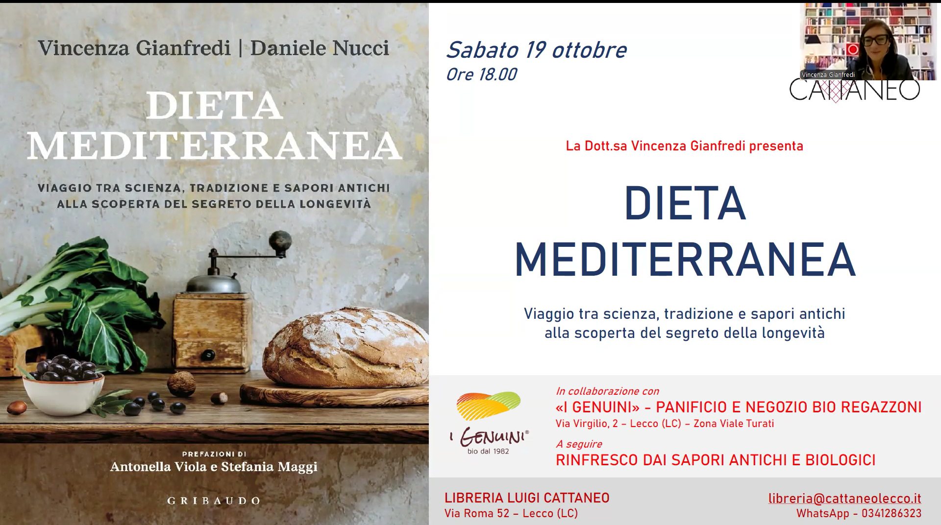 QUANDO LA DIETA MEDITERRANEA “SPACCA” PRESENTAZIONE SABATO 19 ALLE 18 DA CATTANEO