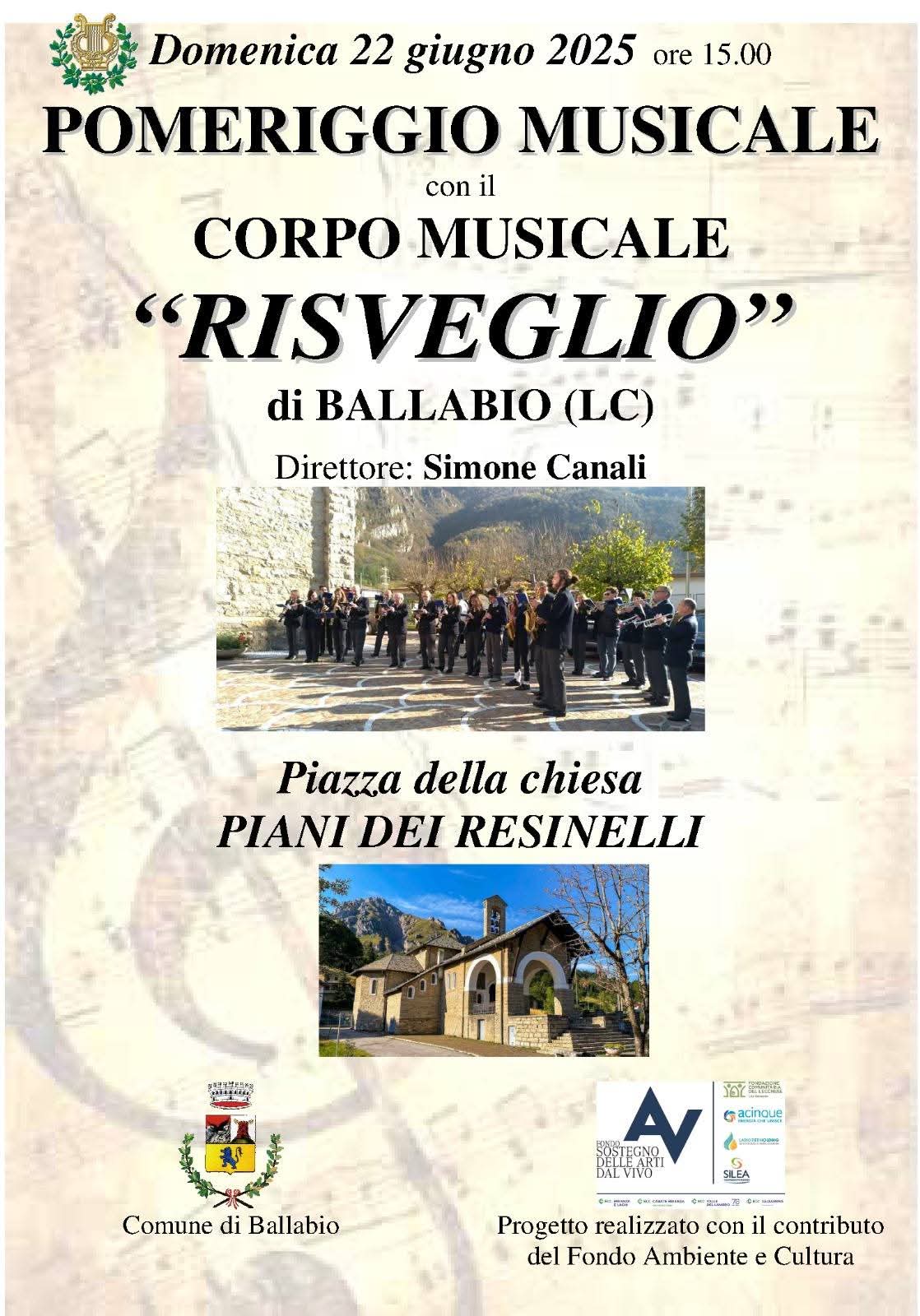 BALLABIO: DOMENICA IL CONCERTO DEL “RISVEGLIO”