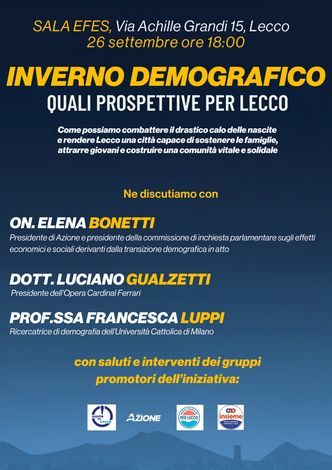 AZIONE, PER LECCO, APPELLO PER LECCO E INSIEME CONTRO L’INVERNO DEMOGRAFICO