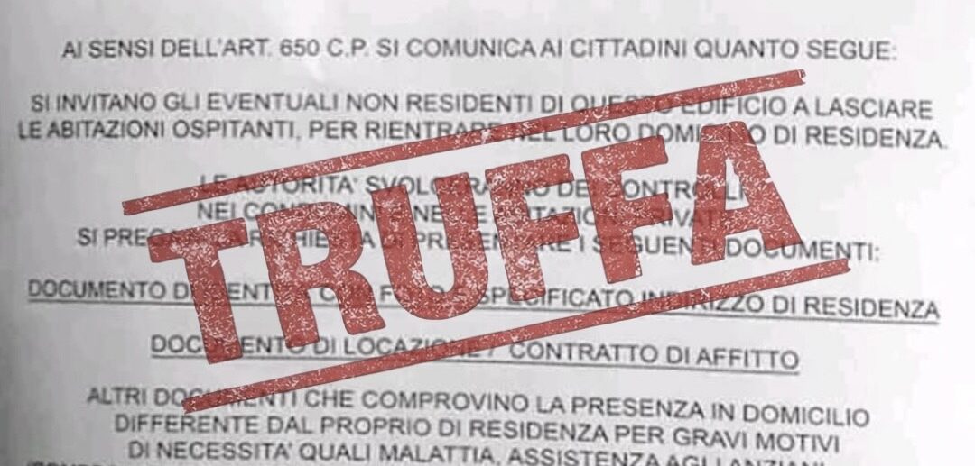 AFFISI CON PROVENIENZA TRUFFALDINA: SEGNALAZIONE DELLA POLIZIA DI STATO