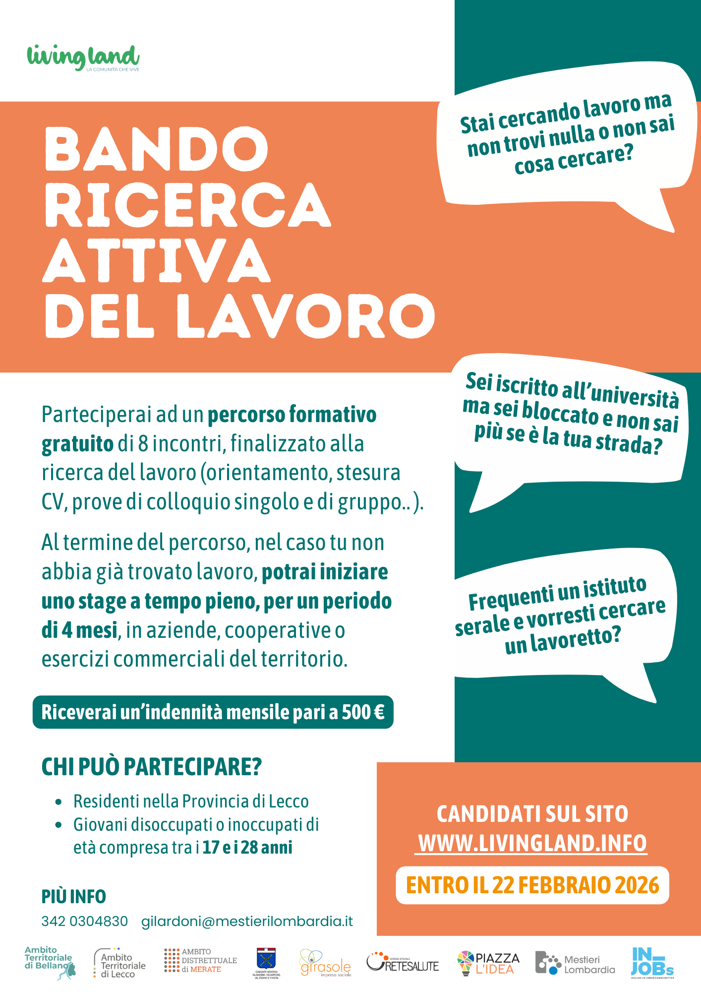 LIVING LAND, NUOVO BANDO PER I GIOVANI DISOCCUPATI
