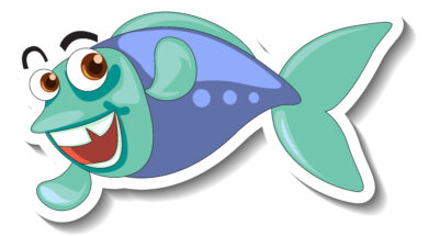 Cute fish sea animal cartoon sticker