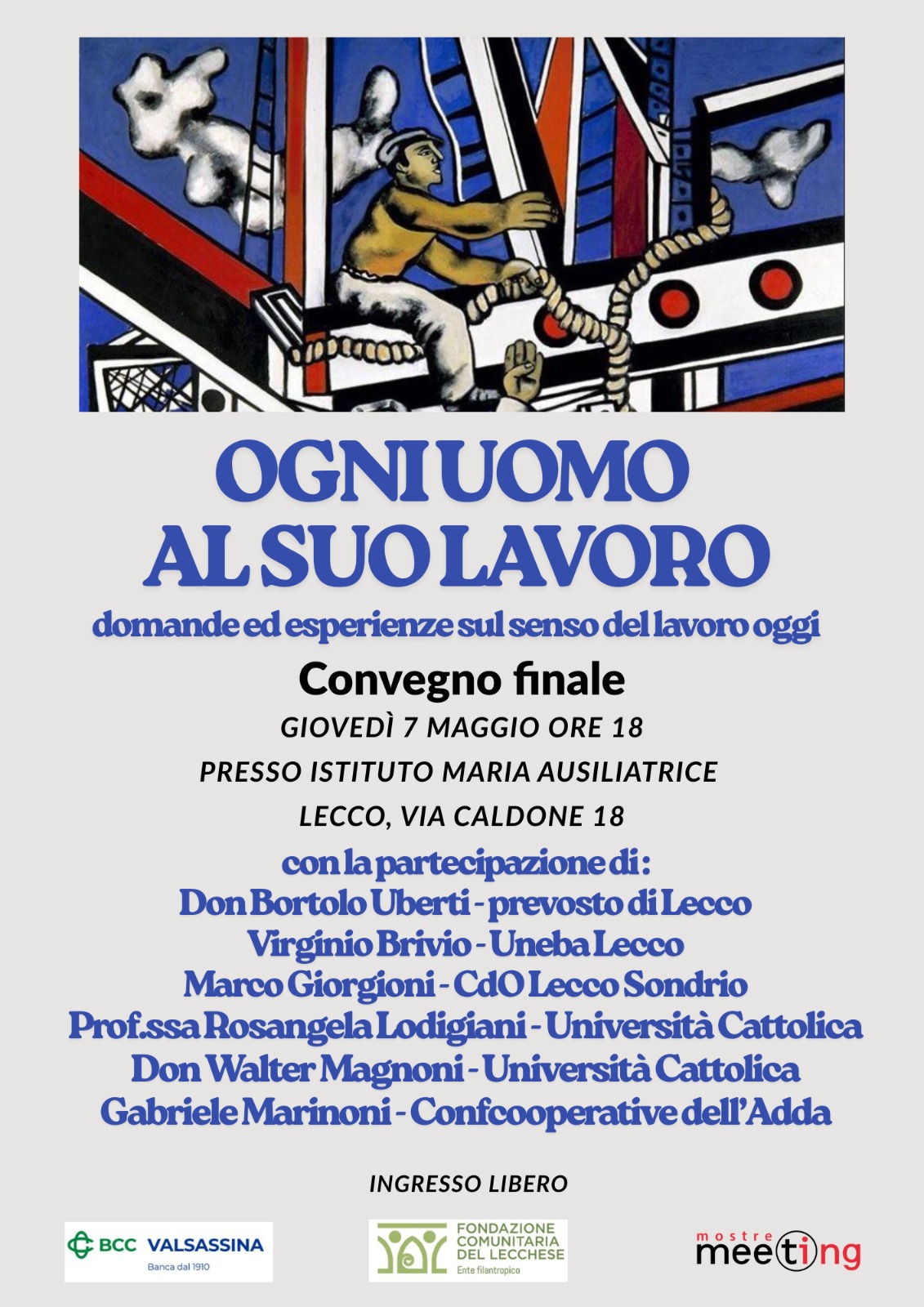 LECCO, CONVEGNO IL 7 MAGGIO: SI CHIUDE IL PERCORSO ‘OGNI UOMO AL SUO LAVORO’