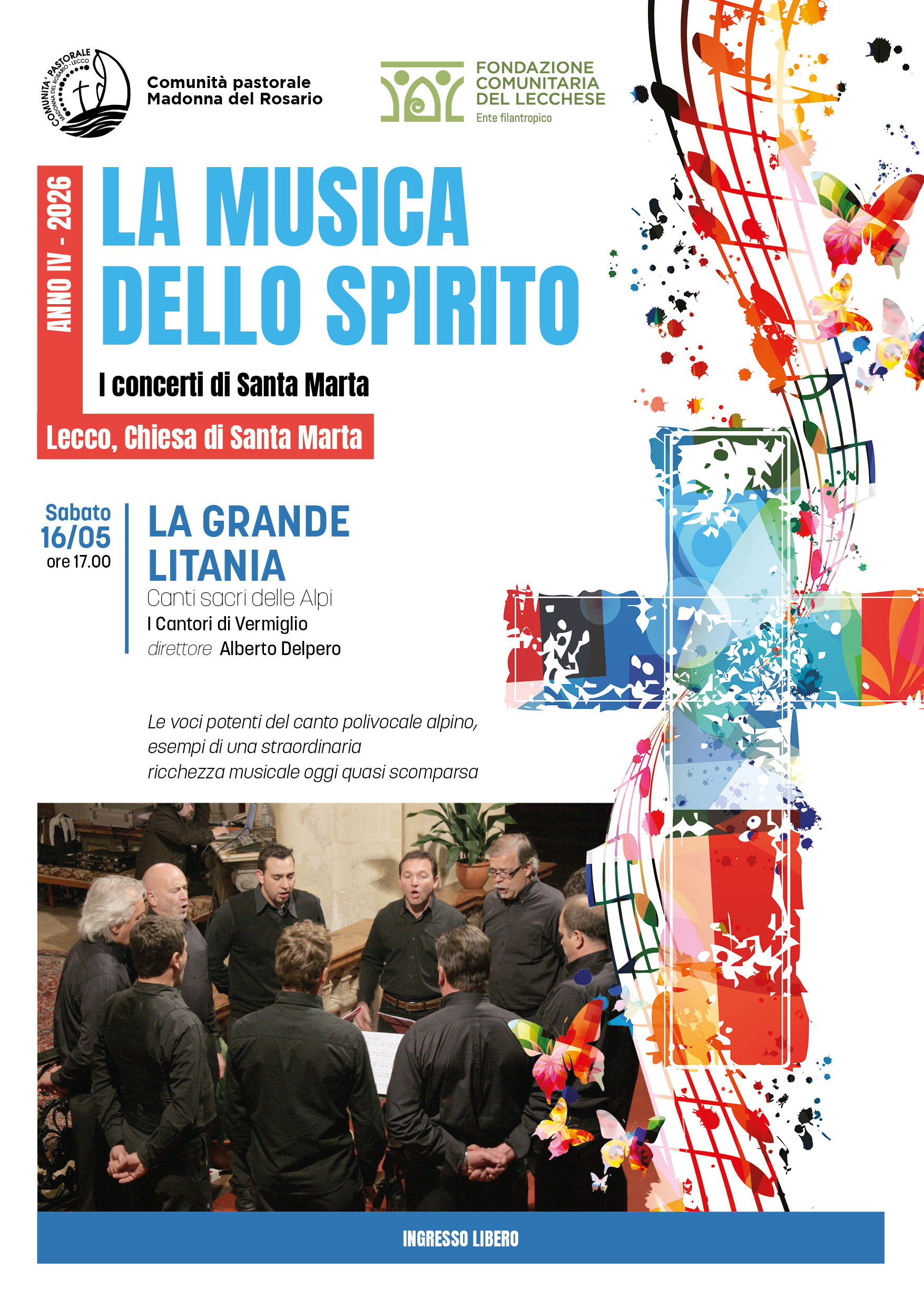 I CANTORI DI VERMIGLIO PROTAGONISTI DEL NUOVO APPUNTAMENTO DI “I CONCERTI DI SANTA MARTA”