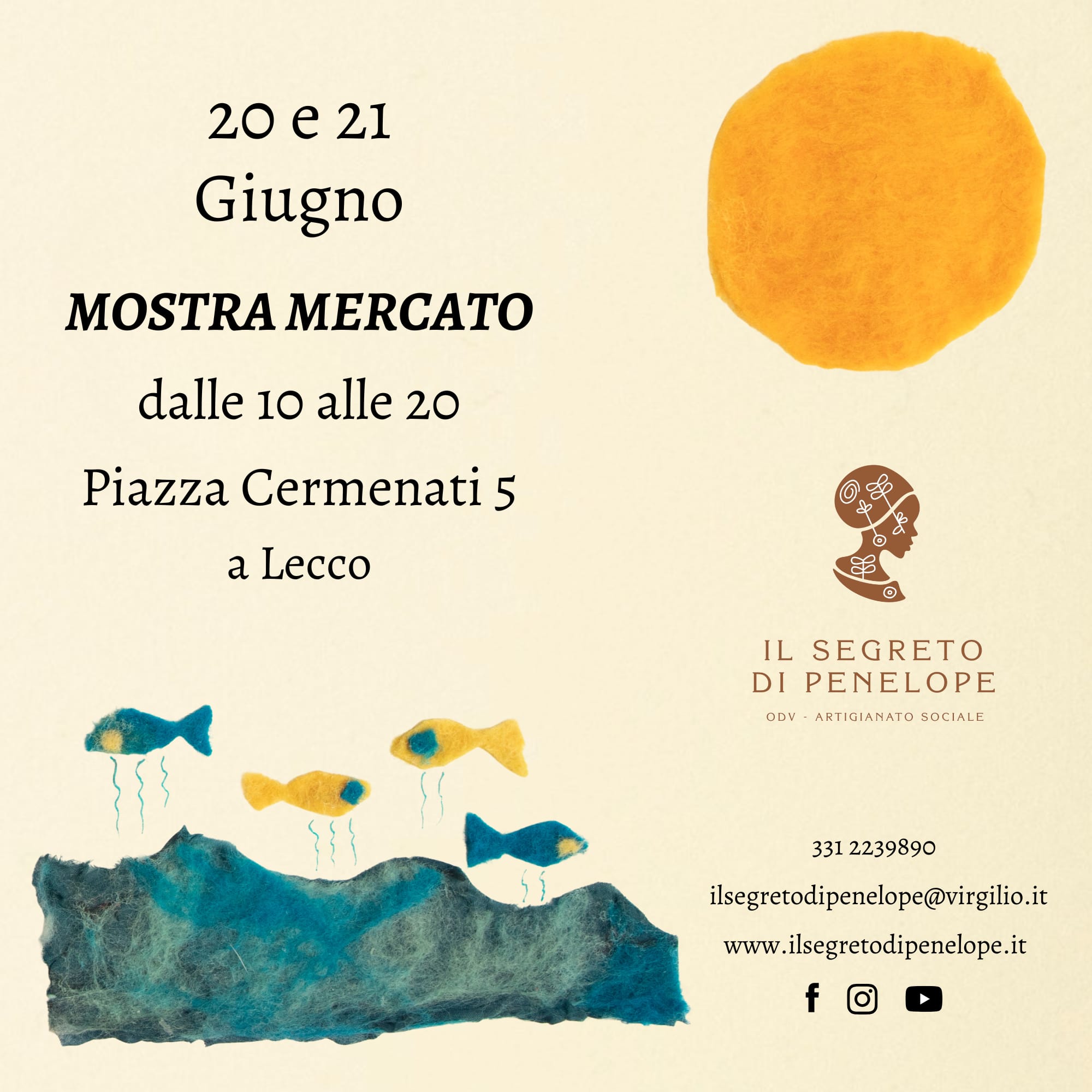 IL LABORATORIO DI ARTIGIANATO SOCIALE “IL SEGRETO DI PENELOPE” ARRIVA IN PIAZZA CERMENATI