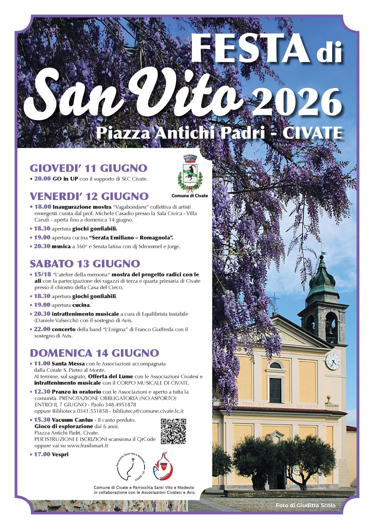 FESTA DI SAN VITO 2026, CIVATE FESTA PATRONALE – DALL’ 11 AL14 GIUGNO 2026.