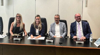 presMedfest da sx Ancilla Oggioni, Francesca Caruso, Angelo Rusconi, Giacomo Zamperini