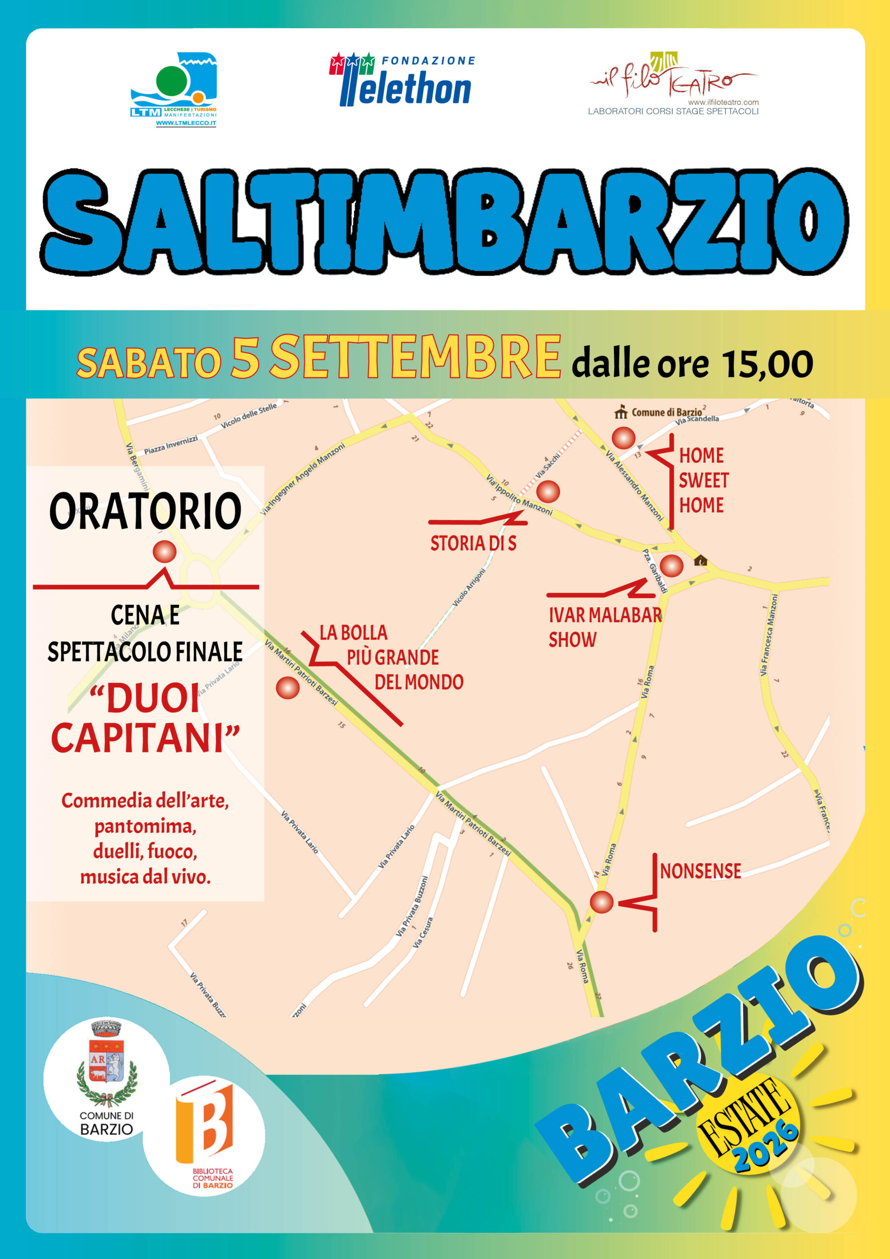 SALTIMBARZIO SALUTA L’ESTATE BARZIESE E CI INVITA TUTTI A PARTECIPARE
