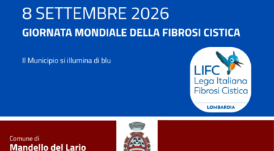 Giornata Mondiale della Fibrosi Cistica il Municipio di Mandello si illumina di blu martedì 8 settembre