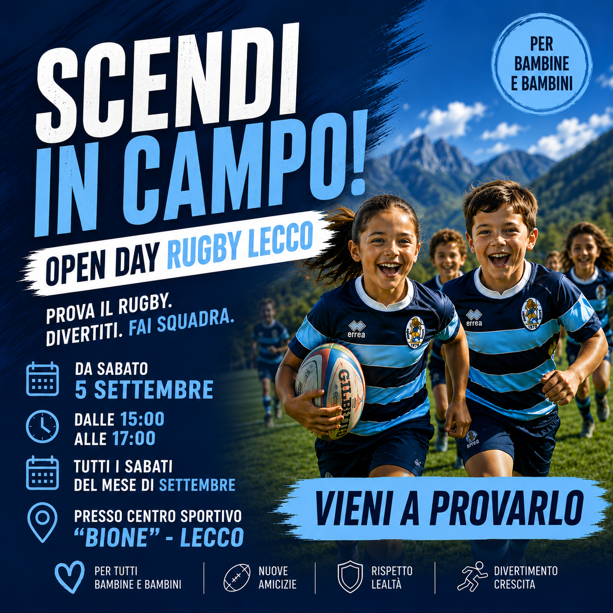 UN OPEN DAY PER SCOPRIRE LA PALLA OVALE