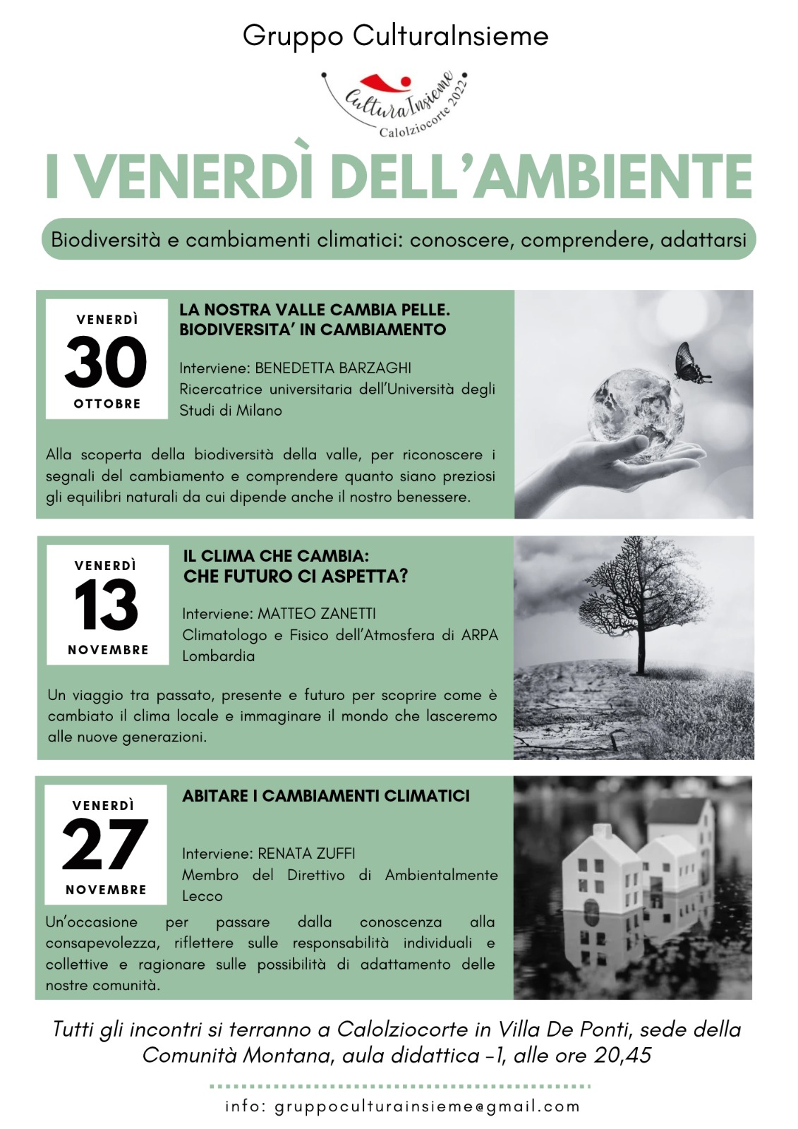 I VENERDÌ DELL’AMBIENTE: TRE INCONTRI PER CAPIRE I CAMBIAMENTI DELLA VALLE SAN MARTINO