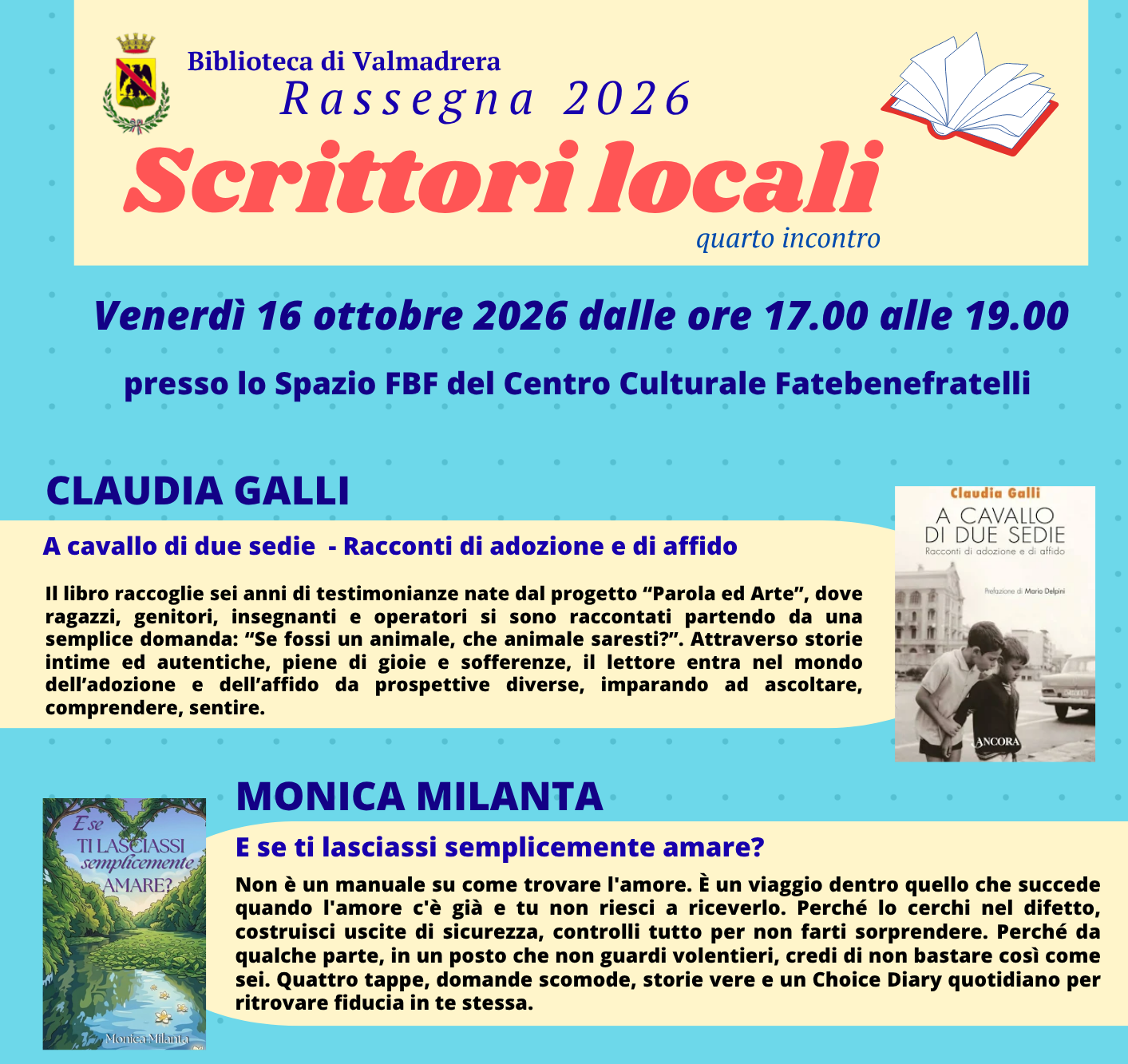 SCRITTORI LOCALI 2026, A VALMADRERA TRE AUTORI RACCONTANO ACCOGLIENZA, CRESCITA E RICERCA INTERIORE